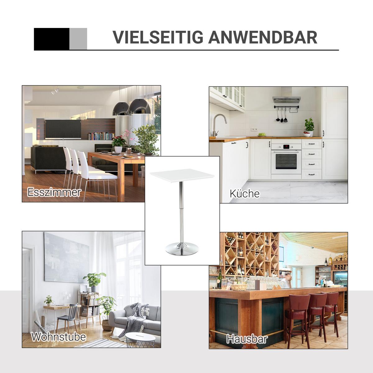 BARTISCH, MDF-Platte, Stahl, Weiß - Weiß, Kunststoff (60/60/92cm) - HOMCOM