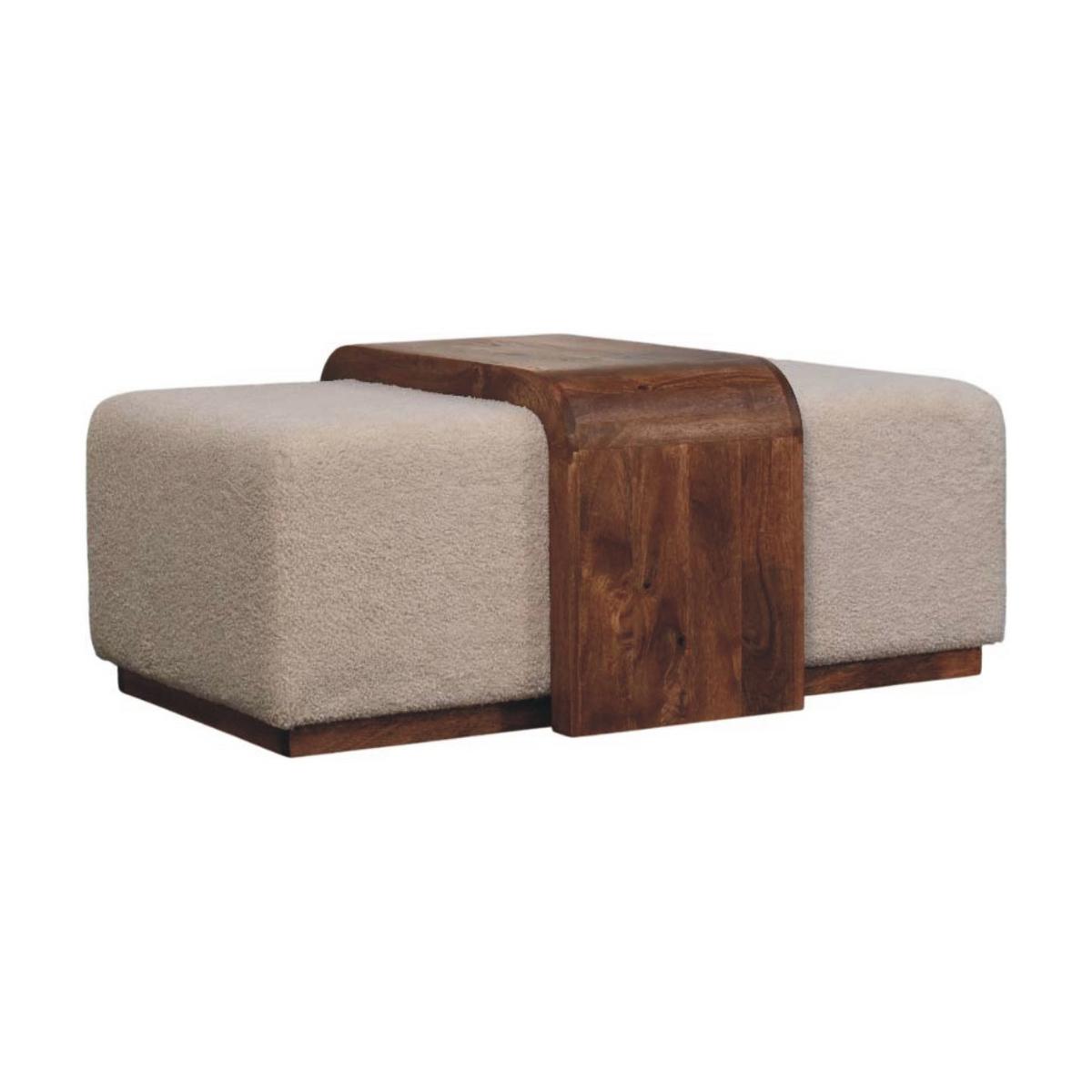 HOCKERBANK mit Honig-Karamell-Finish, 2 Duo-Sitze, braun - Braun, Holz (110/45/72cm) - Artisan Furniture