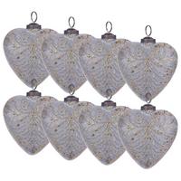 WEIHNACHTSKUGEL 8er Set Glas Grau Feriable - Dunkelgrau/Silberfarben, Glas (11/13/10cm) - Beliani