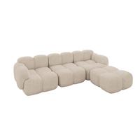 ECKSOFA modulares Sofa Rechts Miko-L2 302x205x75 Beige Velours - Ecru/Schwarz, Holzwerkstoff/Kunststoff (302/205cm) - ALTDECOR