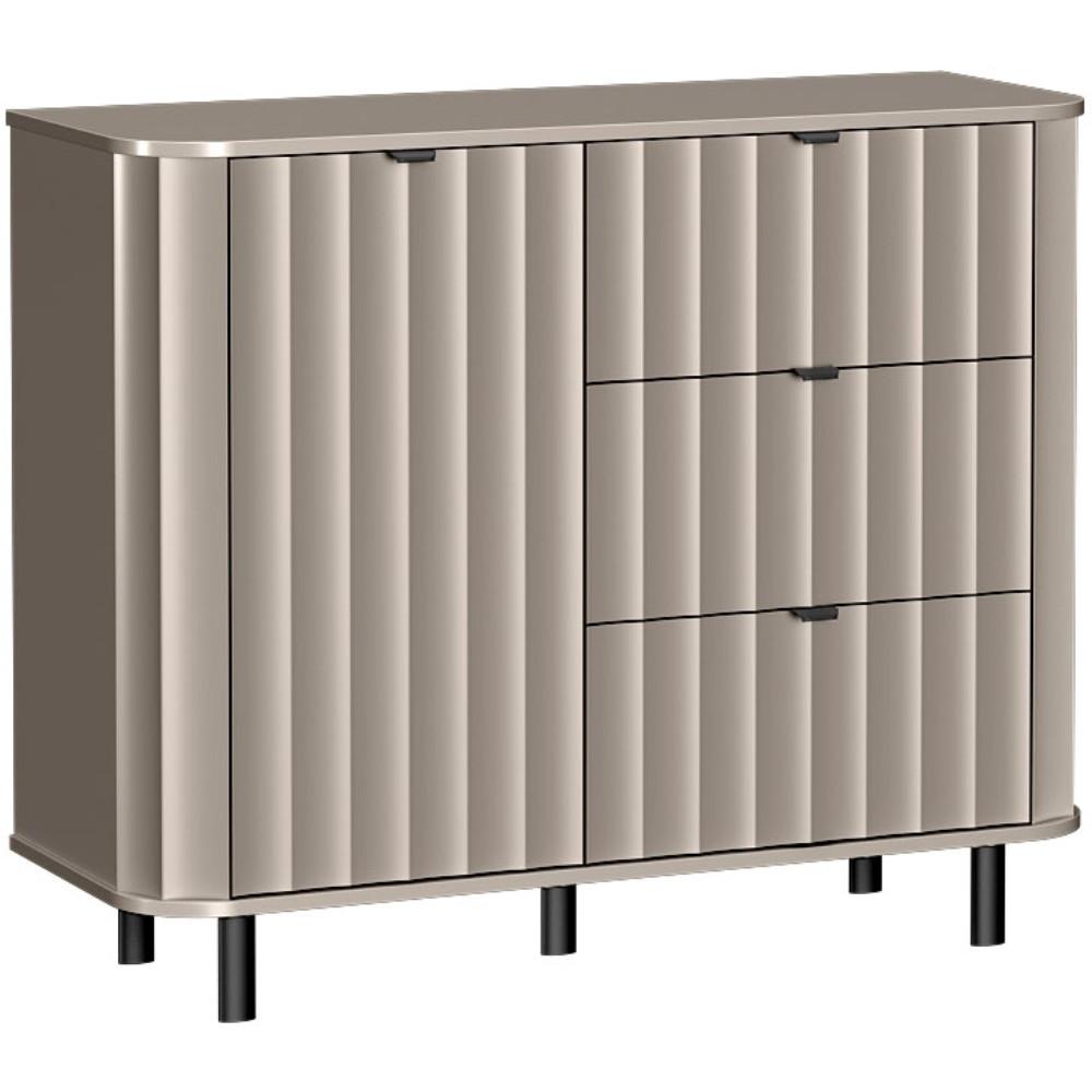 KOMMODE Nevada mit drei Schubladen 118 cm Taupe - Taupe/Schwarz, Holzwerkstoff/Metall (118/91/41cm) - Beautysofa