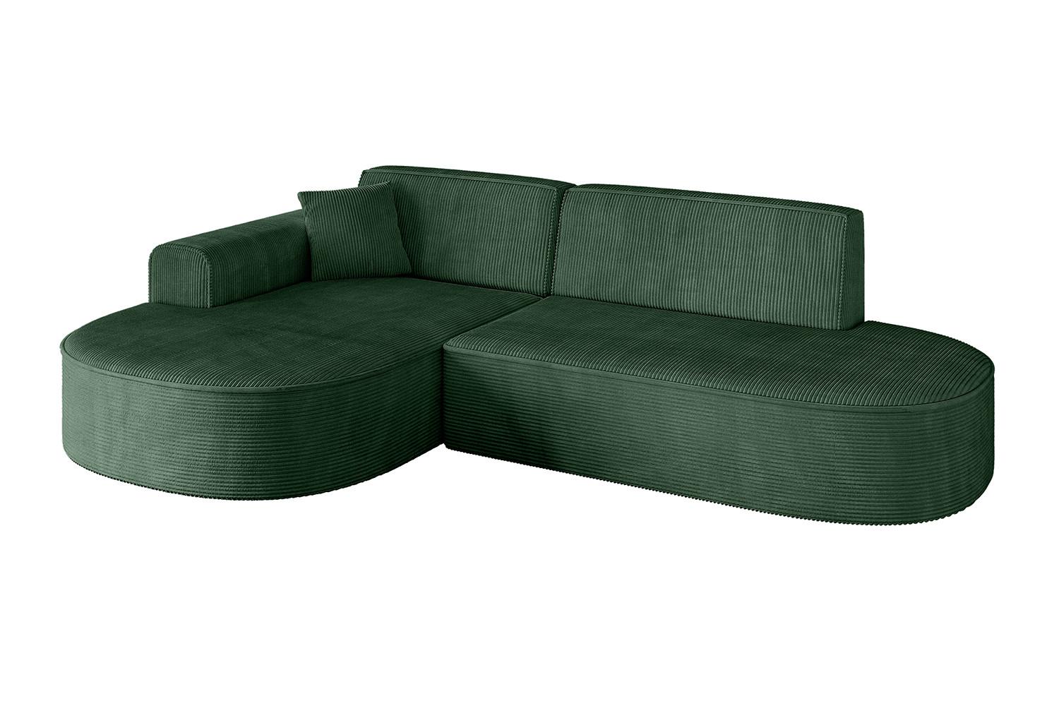 ECKSOFA Ottomane Links MARI-L1 - 243x171x79 cm Grün Cord - Schwarz/Grün, Holzwerkstoff/Kunststoff (163/234cm) - ALTDECOR