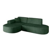 ECKSOFA Ottomane Links MARI-L1 - 243x171x79 cm Grün Cord - Schwarz/Grün, Holzwerkstoff/Kunststoff (163/234cm) - ALTDECOR