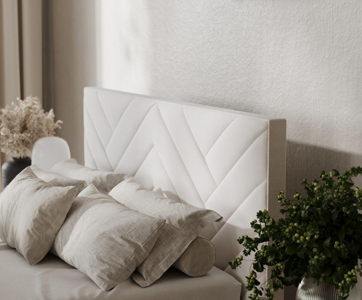 POLSTERBETT Arco 160/200 cm Creme im Paros Stoff - Creme/Schwarz, Holz/Holzwerkstoff (160/200cm) - AltaBeds