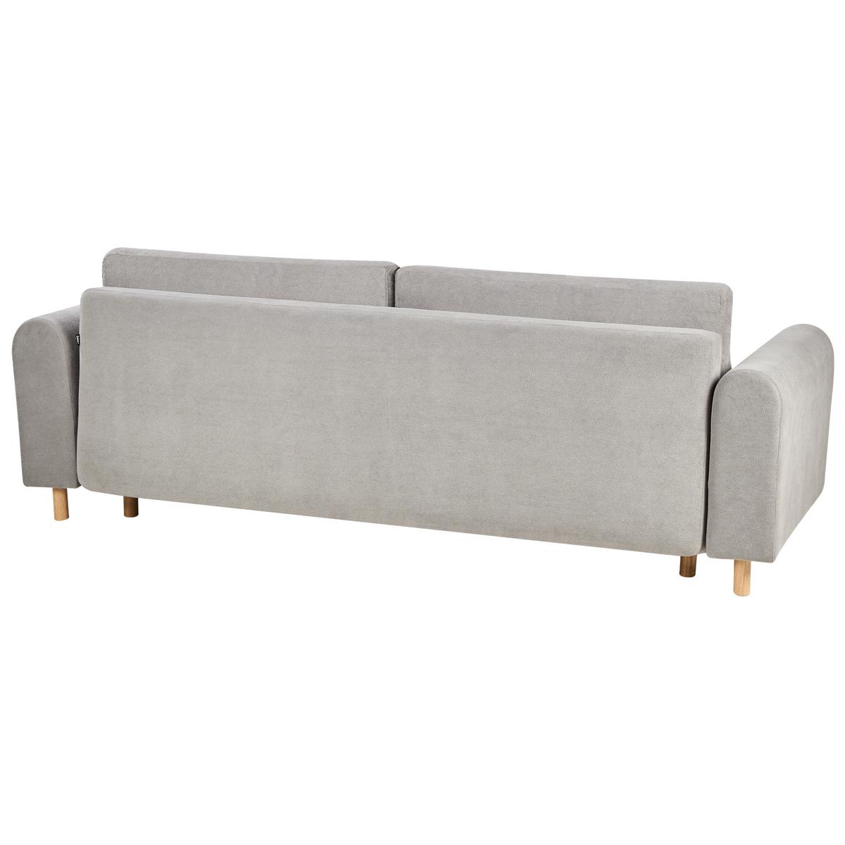SCHLAFSOFA 3-Sitzer Stoff Grau mit Stauraum Kvam - Hellbraun, Textil (242/85/99cm) - Beliani