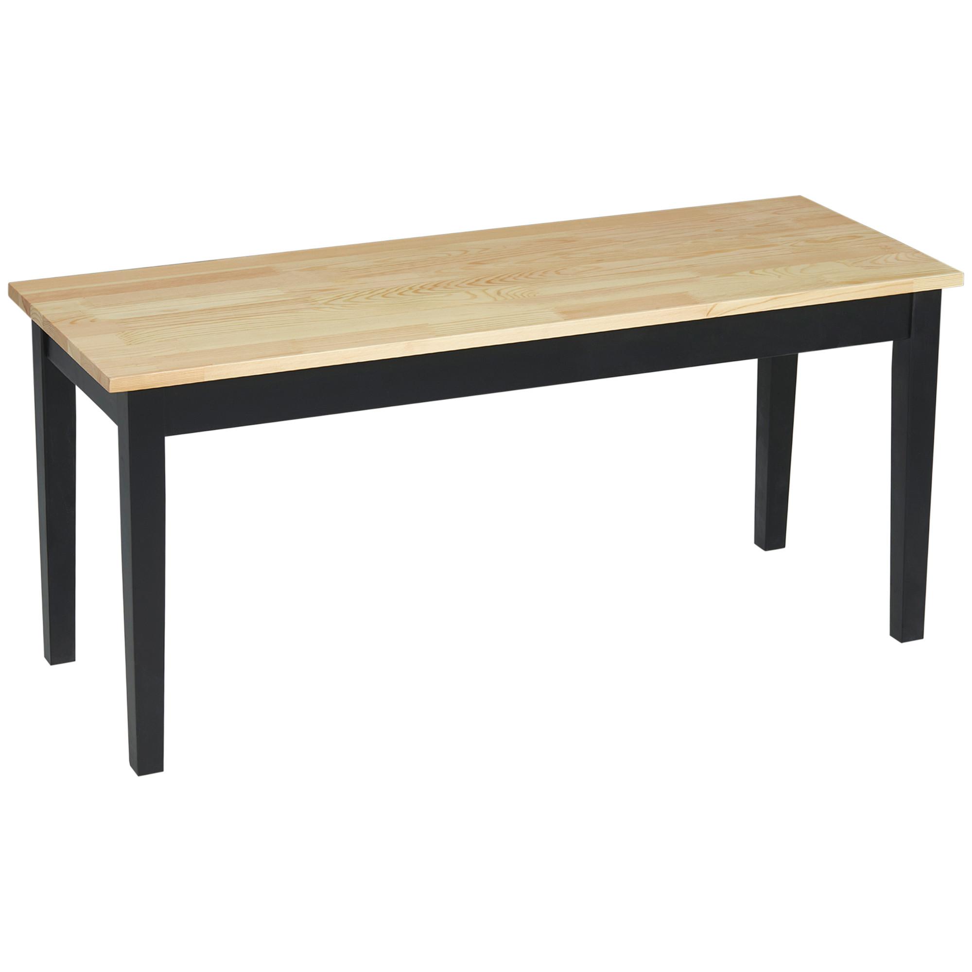 SITZBANK 2-Sitzer Essbank Holzbank, Küchenbank für Eingang bis 220 kg belastbar - Schwarz/Naturfarben, Holz (36/45/102cm) - HOMCOM