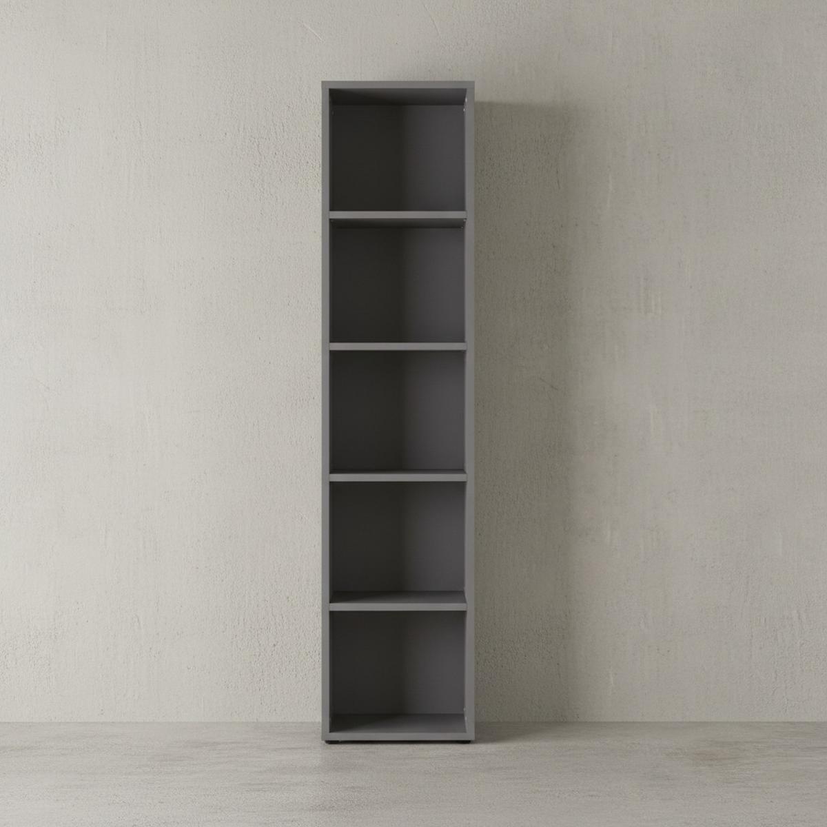 AKTENREGAL Universal FRANKFURT hoch 197cm, 5 Ordnerhöhen Graphit - Schwarz, Holzwerkstoff (45/197/40cm) - KADIMA DESIGN