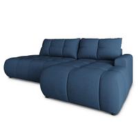 ECKSOFA FLUMA CL R-S Blau Samtstoff mit Schlaffunktion - Blau, Holzwerkstoff/Textil (279/158cm) - MASSENO
