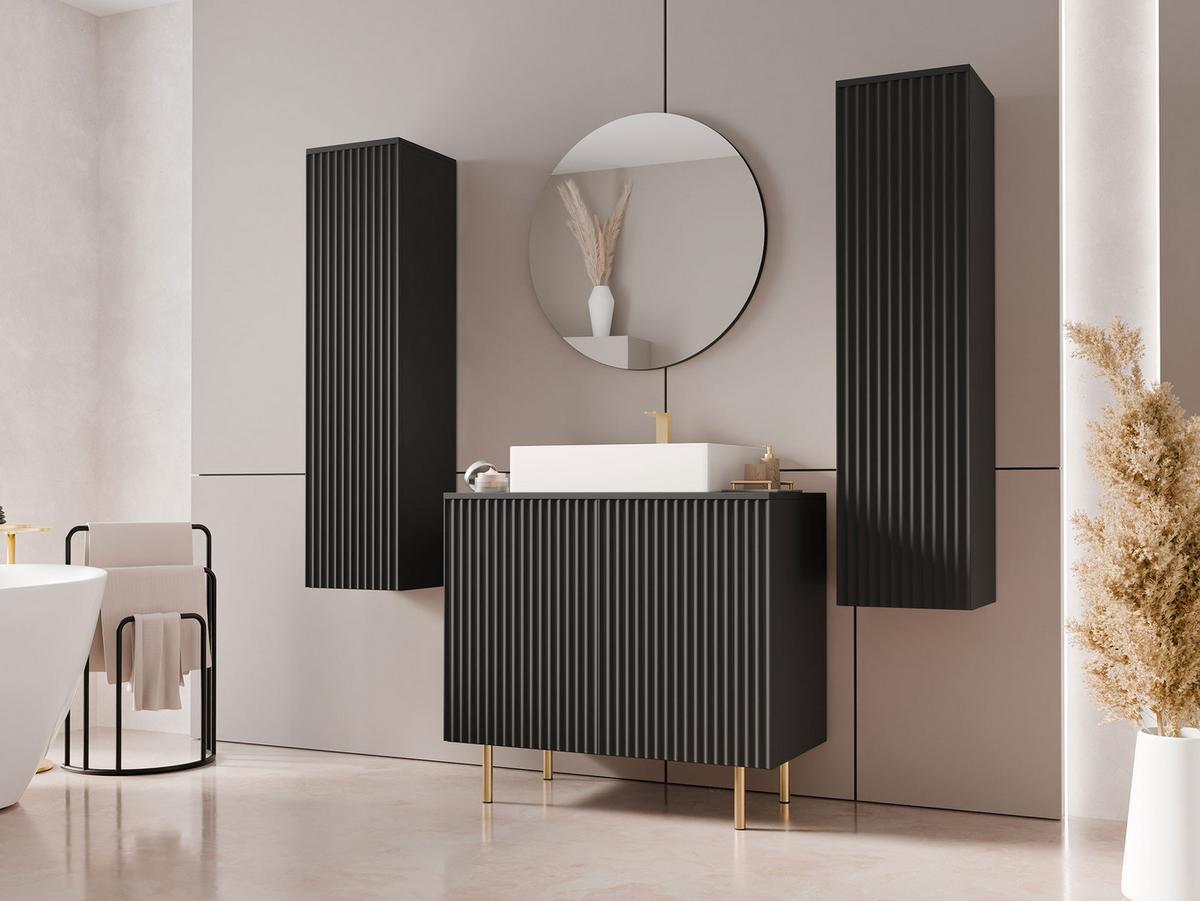 BADMÖBEL-SET Nubia IV - Goldfarben/Schwarz, Holzwerkstoff/Metall (87/79/45cm) - MIRJAN24