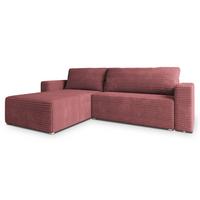 ECKSOFA CALTI T Rosa Kordstoff mit Schlaffunktion - Rosa, Holzwerkstoff/Textil (283/183cm) - MASSENO