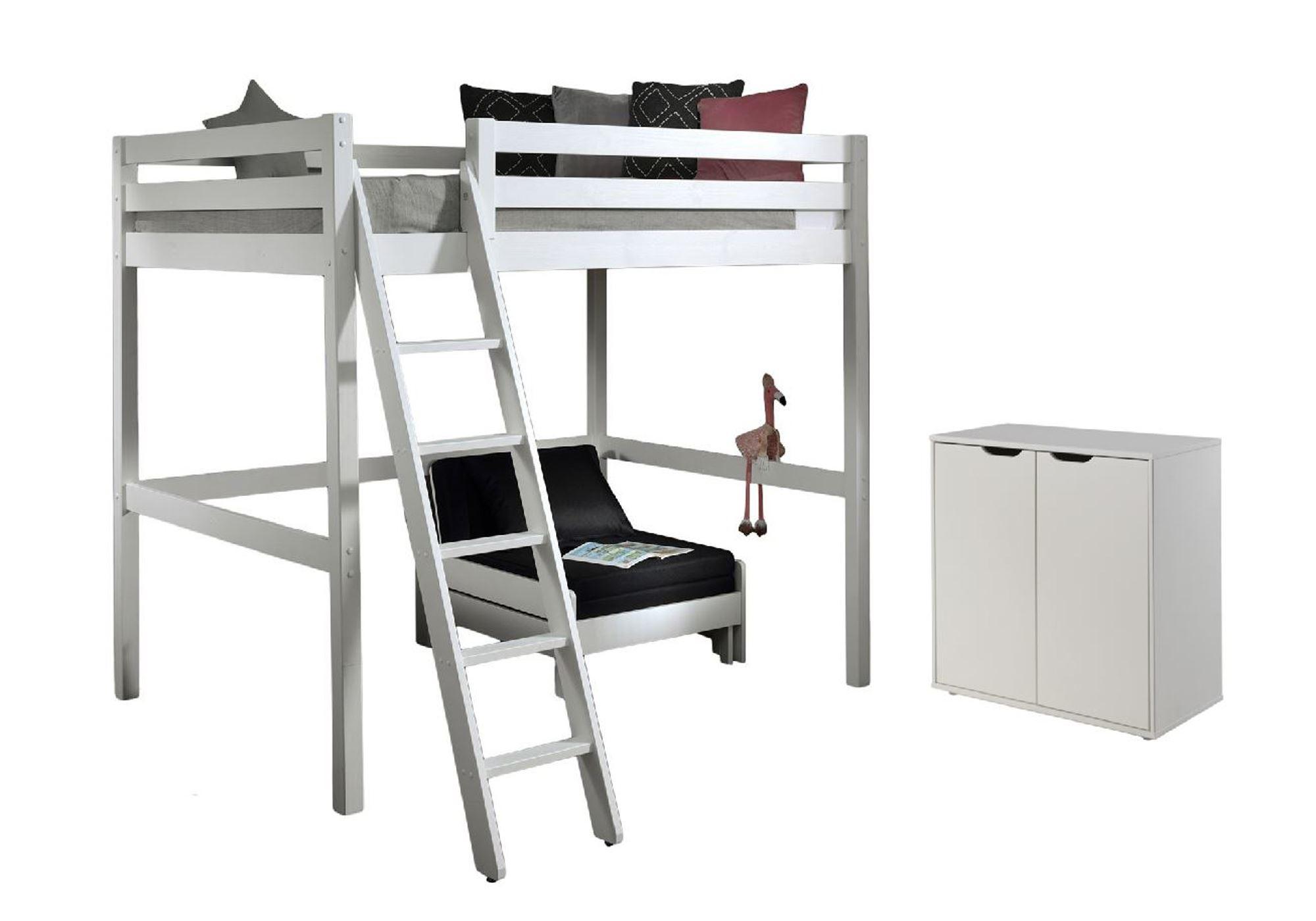 HOCHBETT Katheryn 209x190x215 mit Kommode und Bettsessel Holz Weiß - Weiß, Holz (140/200cm) - 58aufmkessel