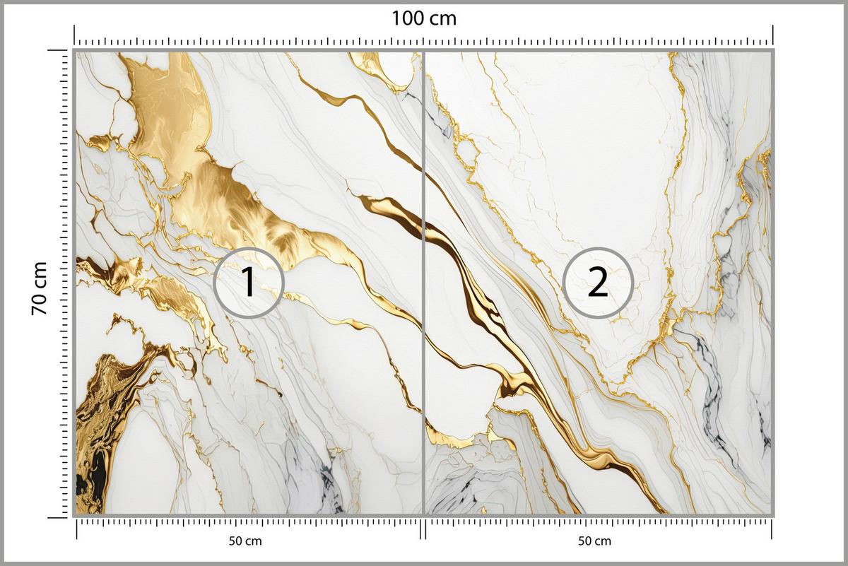 FOTOTAPETE Marmor Abstraktion Glamour Stil 100x70 - Gelb/Beige, Papier (100/70cm) - Muralo