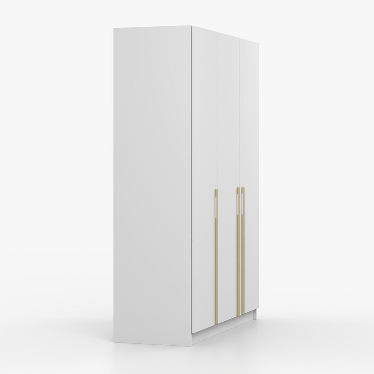 DREHTÜRENSCHRANK ROSA 3D 150/210/55, 3-türig, weiß - Goldfarben/Weiß, Holzwerkstoff (150/210/55cm) - imoebel24