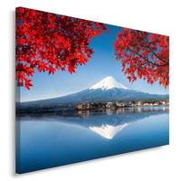 LEINWANDBILD Fuji Berg Japan Landschaft - Rot, Textil (60/40cm) - Feeby