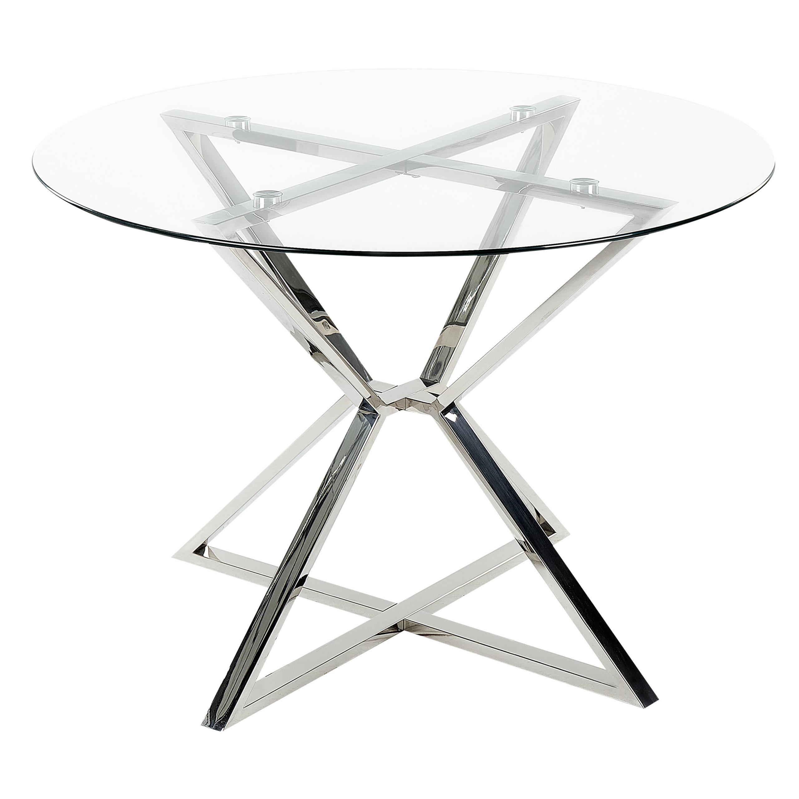 ESSTISCH 105/75 cm Transparent, silberfarben Rund Bosco - Transparent, Glas (105/105/75cm) - Beliani