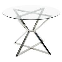 ESSTISCH 105/75 cm Transparent, silberfarben Rund Bosco - Transparent, Glas (105/105/75cm) - Beliani