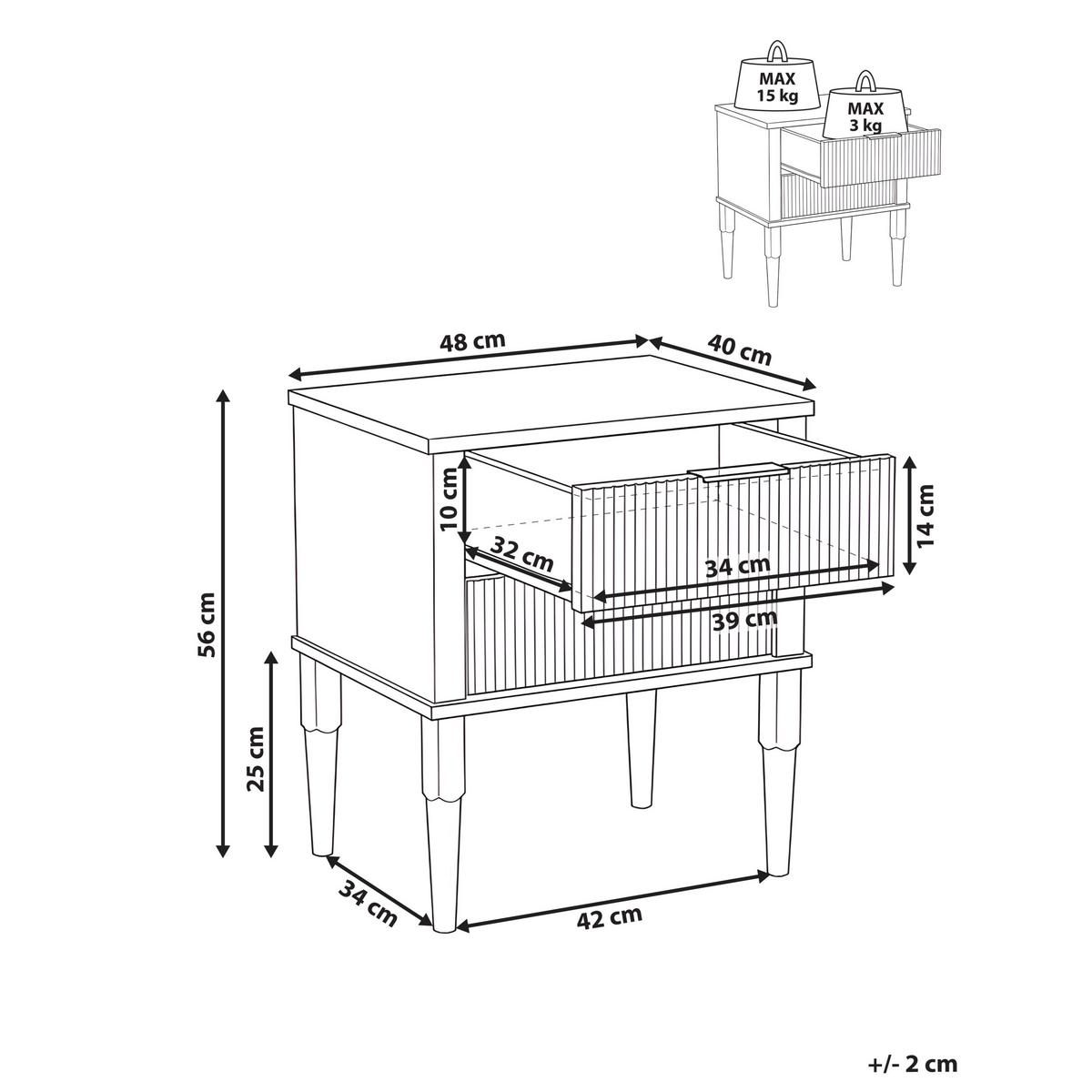 NACHTTISCH mit 2 Schubladen Kiefernholz Hellbraun Tauriac - Hellbraun/Braun, Holz - Beliani