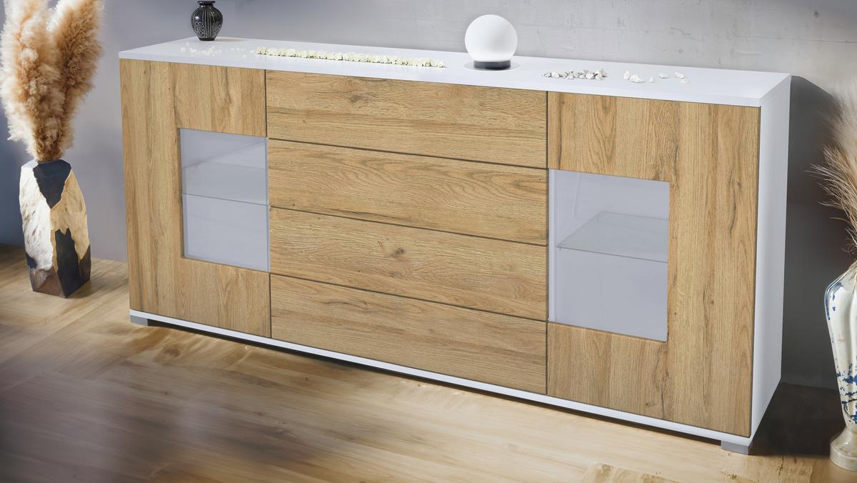 SIDEBOARD Grömitz Eiche Natur - Eichefarben, Holzwerkstoff (166.5/75.5/35cm) - Vladon