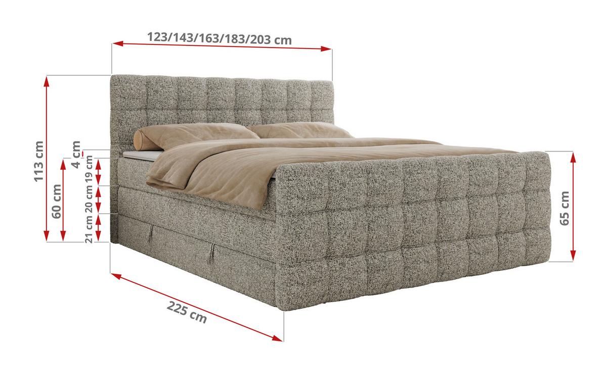 BOXSPRINGBETT ALTIVO KING DUO 200/200 - Beige Strukture - H4 - Beige, Textil (200/200cm) - MKS