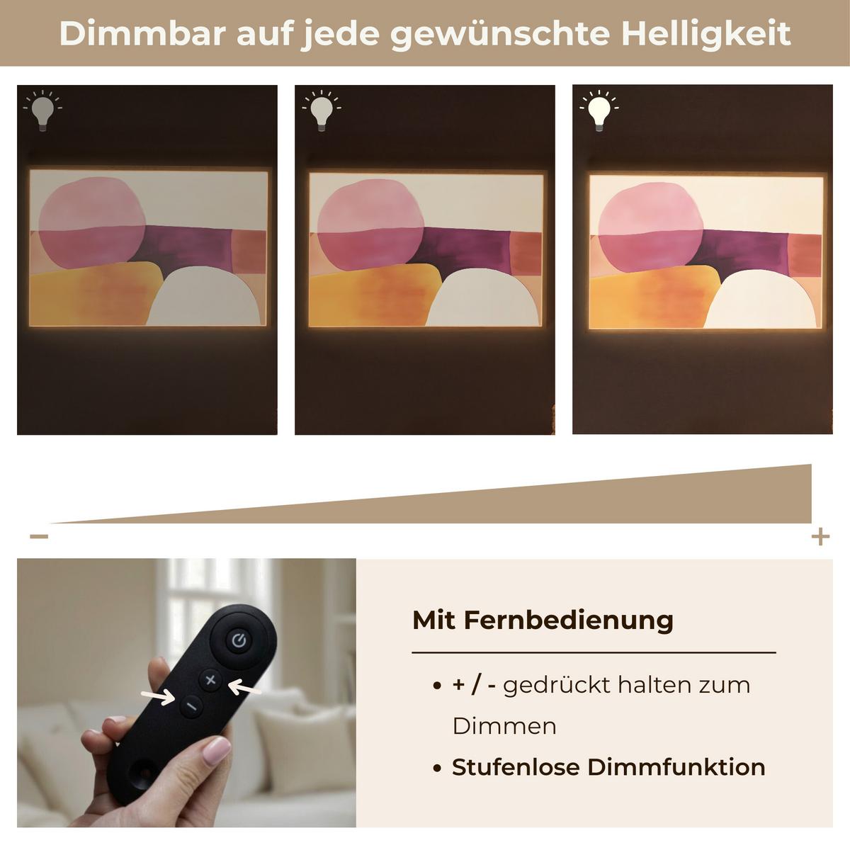 WANDLEUCHTE MIT AKKU Formen - Abstrakt - Farbenfroh 90x60 cm - Rosa, Holzwerkstoff (90/60/8cm) - OnlyWow