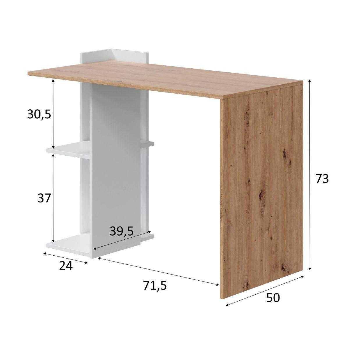 SCHREIBTISCH Kenia - L100 cm - Eschefarben, Holzwerkstoff (52/52/78cm) - Calicosy