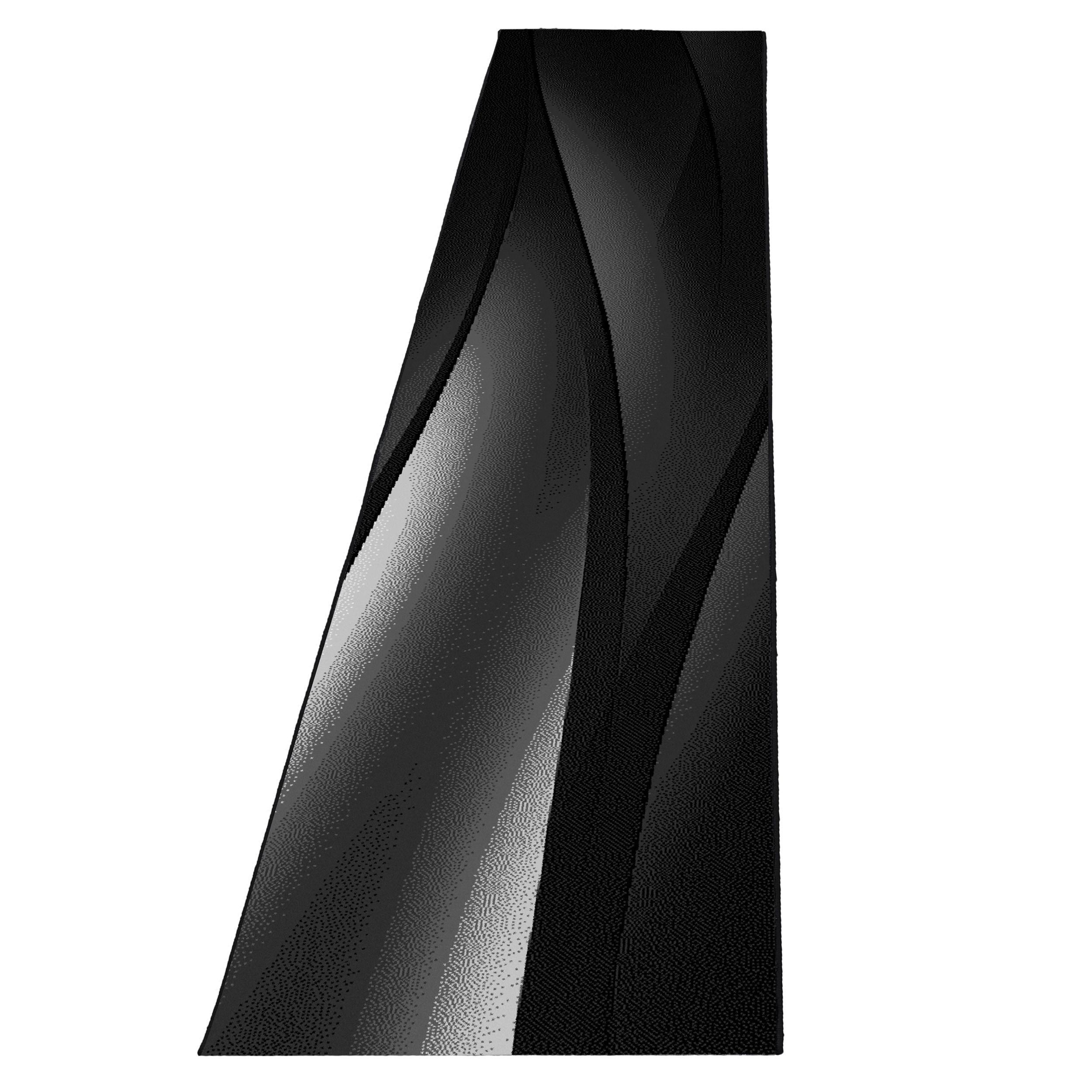 TEPPICH Kurzflor INN in Schwarz, mit Farbverlauf, 80 x 300 cm - Schwarz, Textil (80/300cm) - KADIMA DESIGN