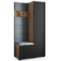 GARDEROBENSCHRANK LORI 95/181/51 cm Modern Garderobe-Set Eiche Lefkas - Eichefarben/Schwarz, Holzwerkstoff (95/181/51cm) - MASSENO