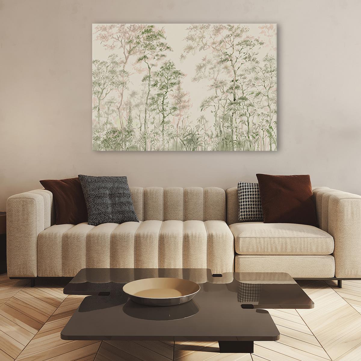 WANDBILD hohe dünne bäume - Beige, Textil (60/40cm) - Feeby