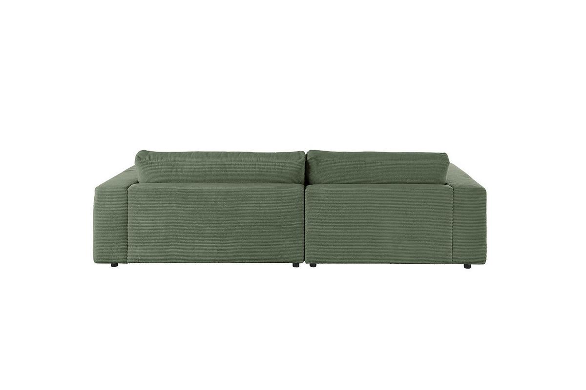 ECKSOFA MADELINE Grün Cord - Schwarz/Olivgrün, Kunststoff/Textil (270/190cm) - KAWOLA
