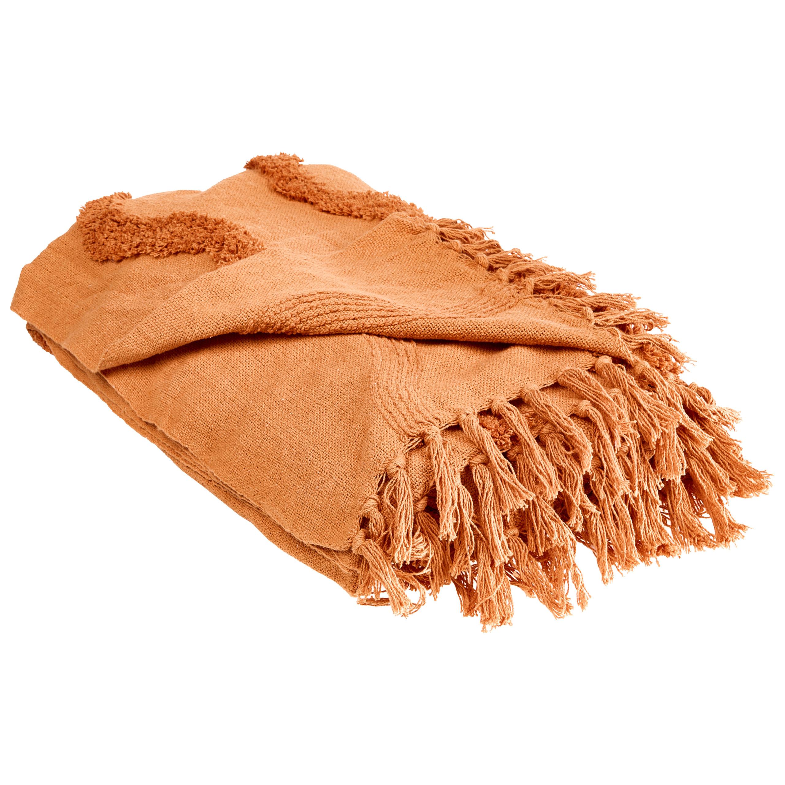 KUSCHELDECKE Baumwolle 200/200 cm Orange Khari - Orange, Textil (200/200cm) - Beliani