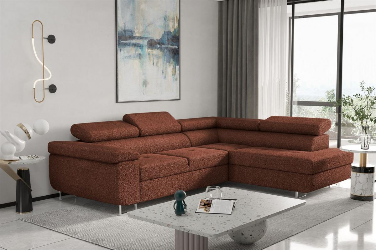 ECKSOFA Jade Mit Schlaffunktion - Braun, Holzwerkstoff/Textil (275/202cm) - Fun Möbel