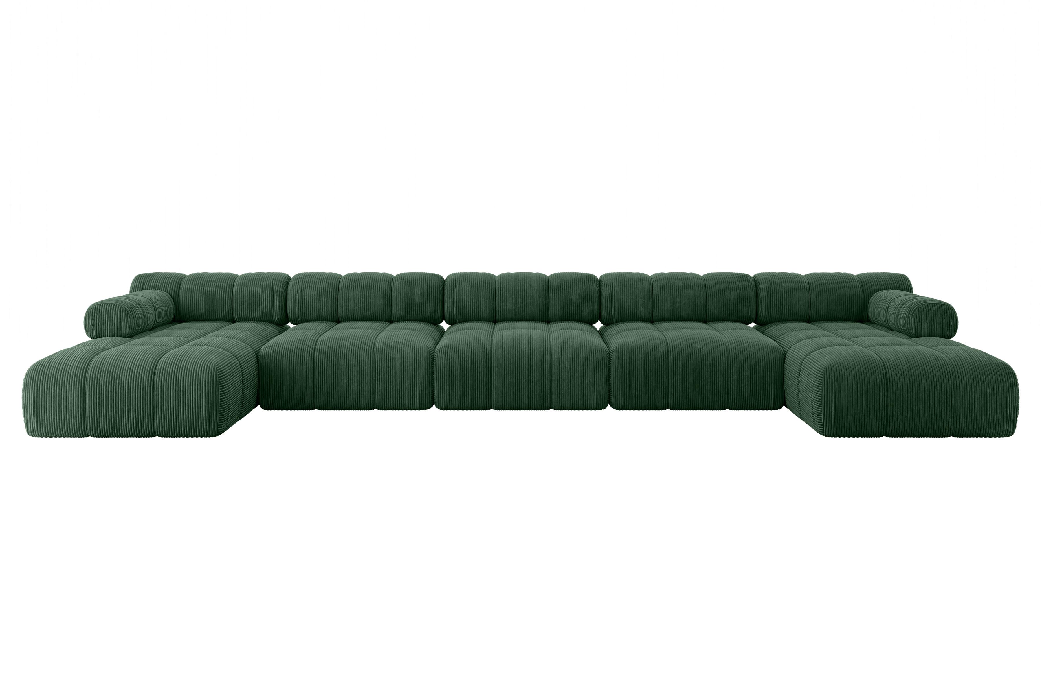 WOHNLANDSCHAFT modulares Sofa Tesso-U3 - 475x160x70 cm Grün Cord - Grün, Holzwerkstoff/Textil (475/70/160cm) - ALTDECOR