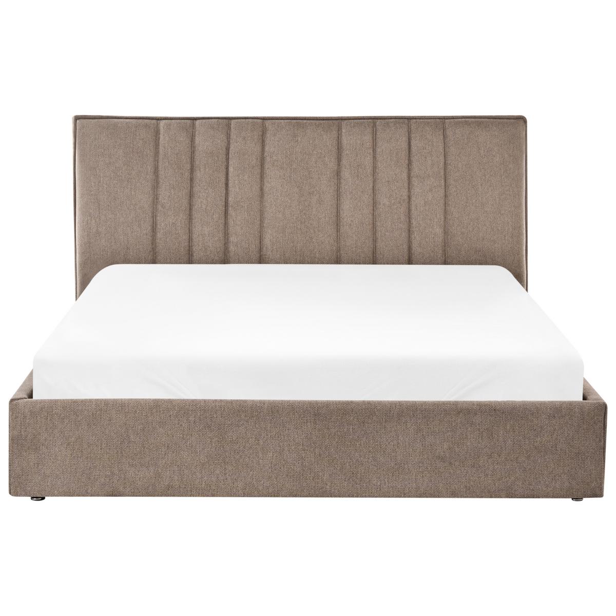 BETT mit Stauraum 160/200 cm Stoff Taupe Tarascon - Taupe, Textil (160/200cm) - Beliani