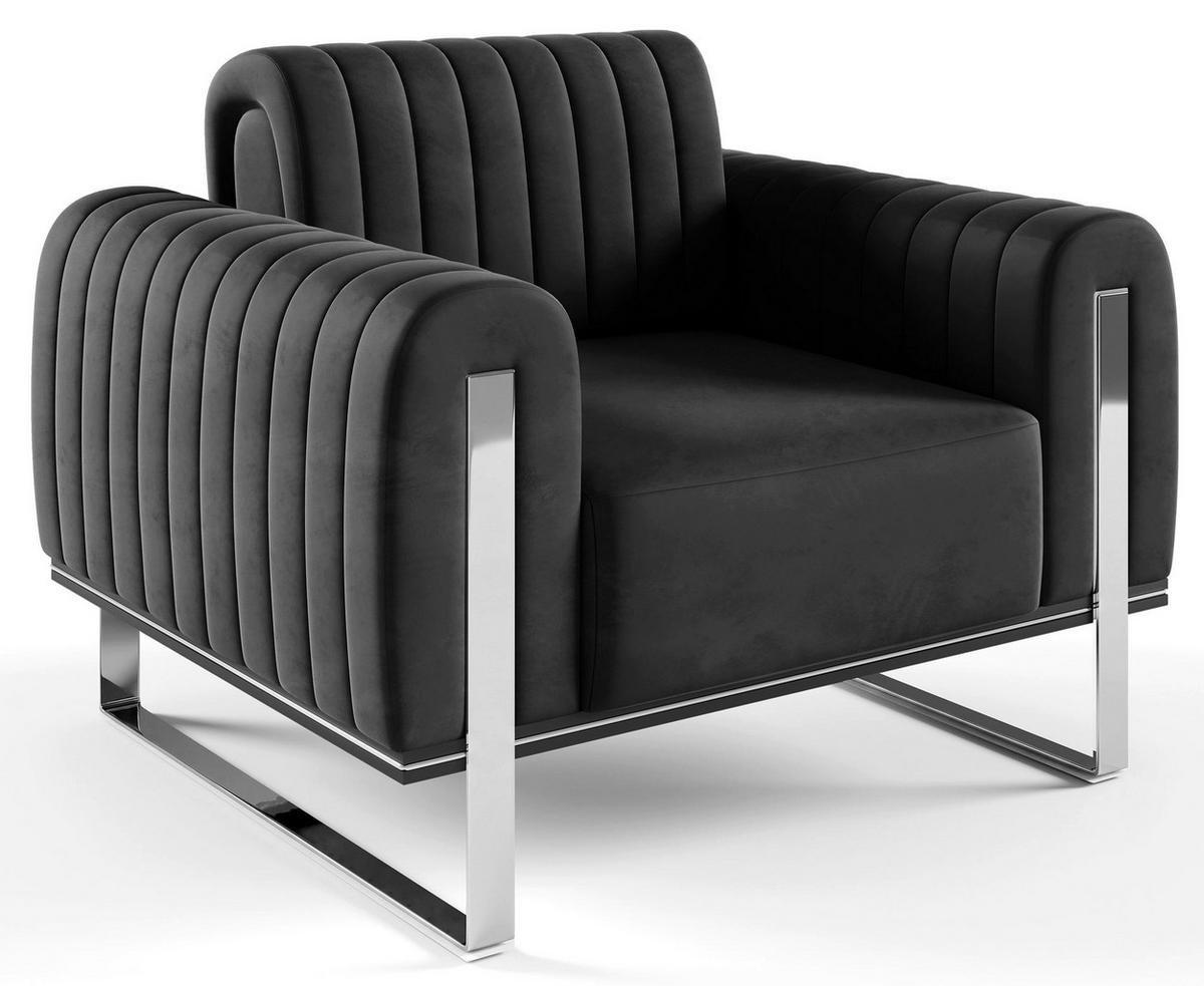 SESSEL Parissa 106 cm - Silberfarben/Schwarz, Holz/Metall (106/79/92cm) - Selsey