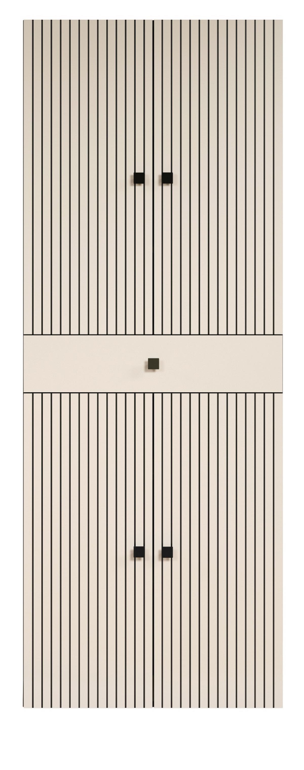 HOCHSCHRANK Kaschmir, grau 70 x 186 cm, Badschrank 4-türig - Kaschmir/Schwarz, Holzwerkstoff/Metall (70/186/31cm) - Top.Furn