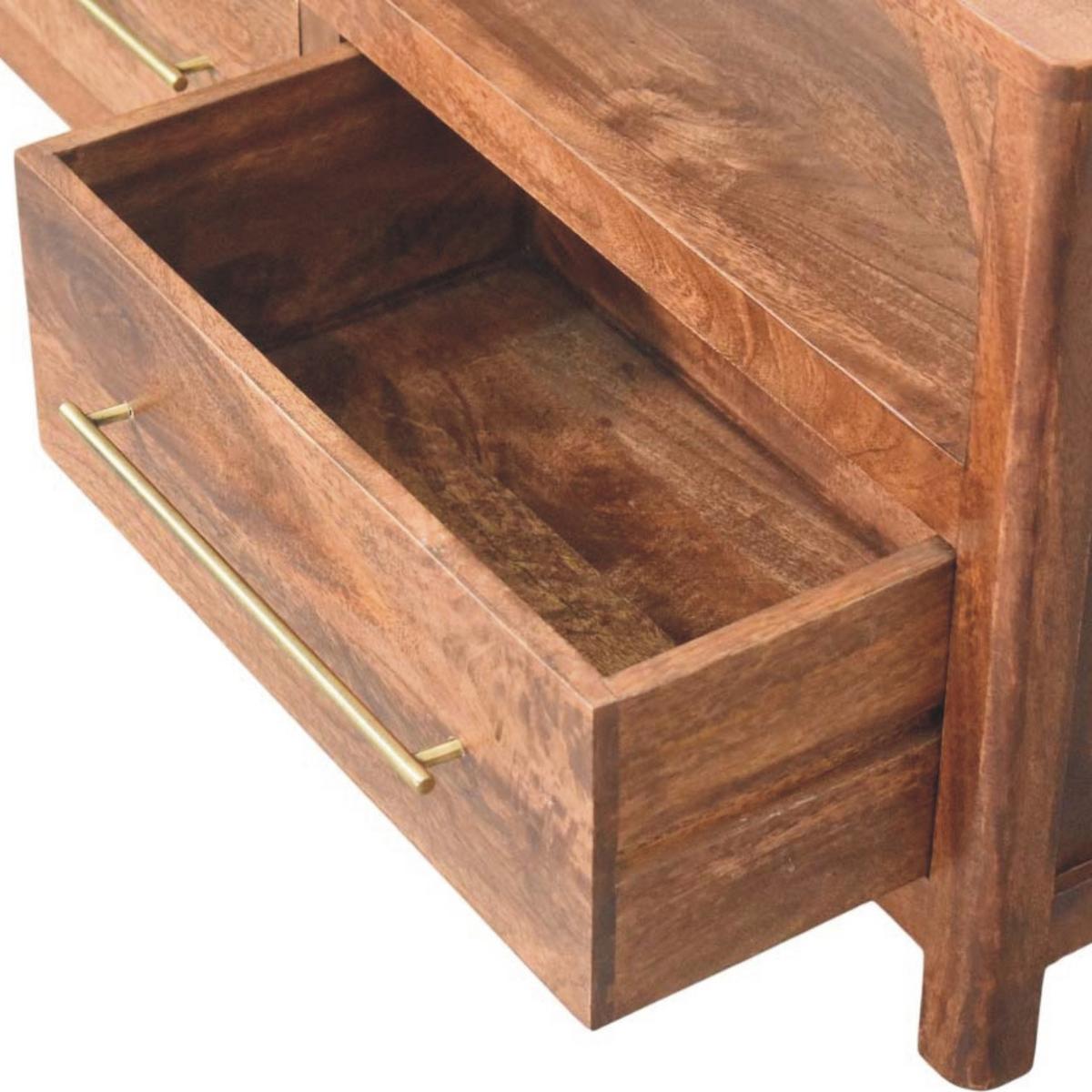 MEDIENKONSOLE mit Roasted-Almond-Finish, 2 Schubladen, 1 offene Ablage, sanftes Braun - Goldfarben/Braun, Holz/Metall (110/50/35cm) - Artisan Furniture