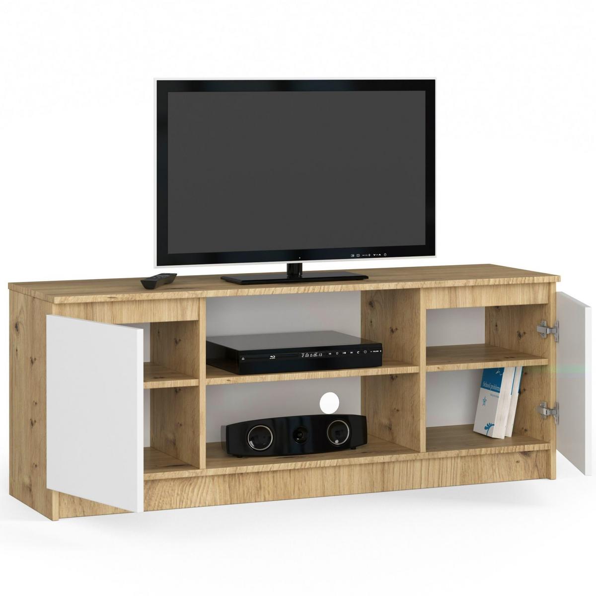 LOWBOARD Eiche Artisan, Weiß 55/140/40 - Eiche Artisan/Weiß, Holzwerkstoff (140/55/40cm) - RAUMHIRSCH FURNITURE