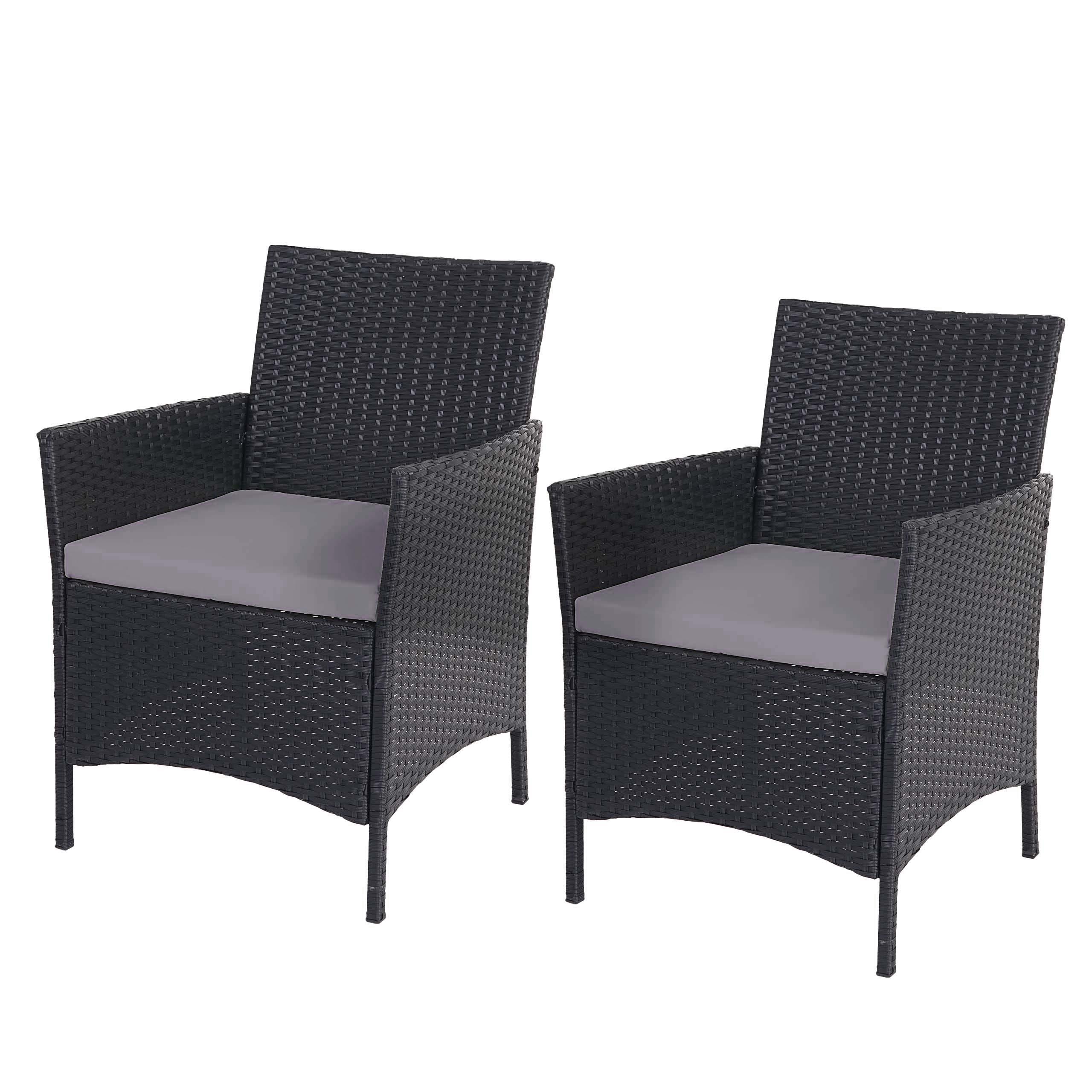 POLY-RATTAN SESSEL HALDEN Anthrazit 2er-Set - Anthrazit, Kunststoff (59/83/60cm) - MCW