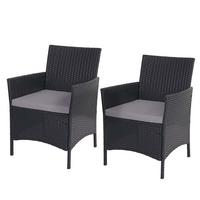 POLY-RATTAN SESSEL HALDEN Anthrazit 2er-Set - Anthrazit, Kunststoff (59/83/60cm) - MCW