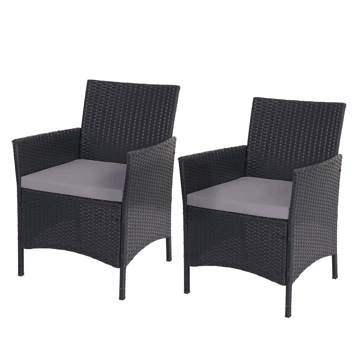 POLY-RATTAN GARTEN-GARNITUR Anthrazit - Anthrazit, Kunststoff - MCW
