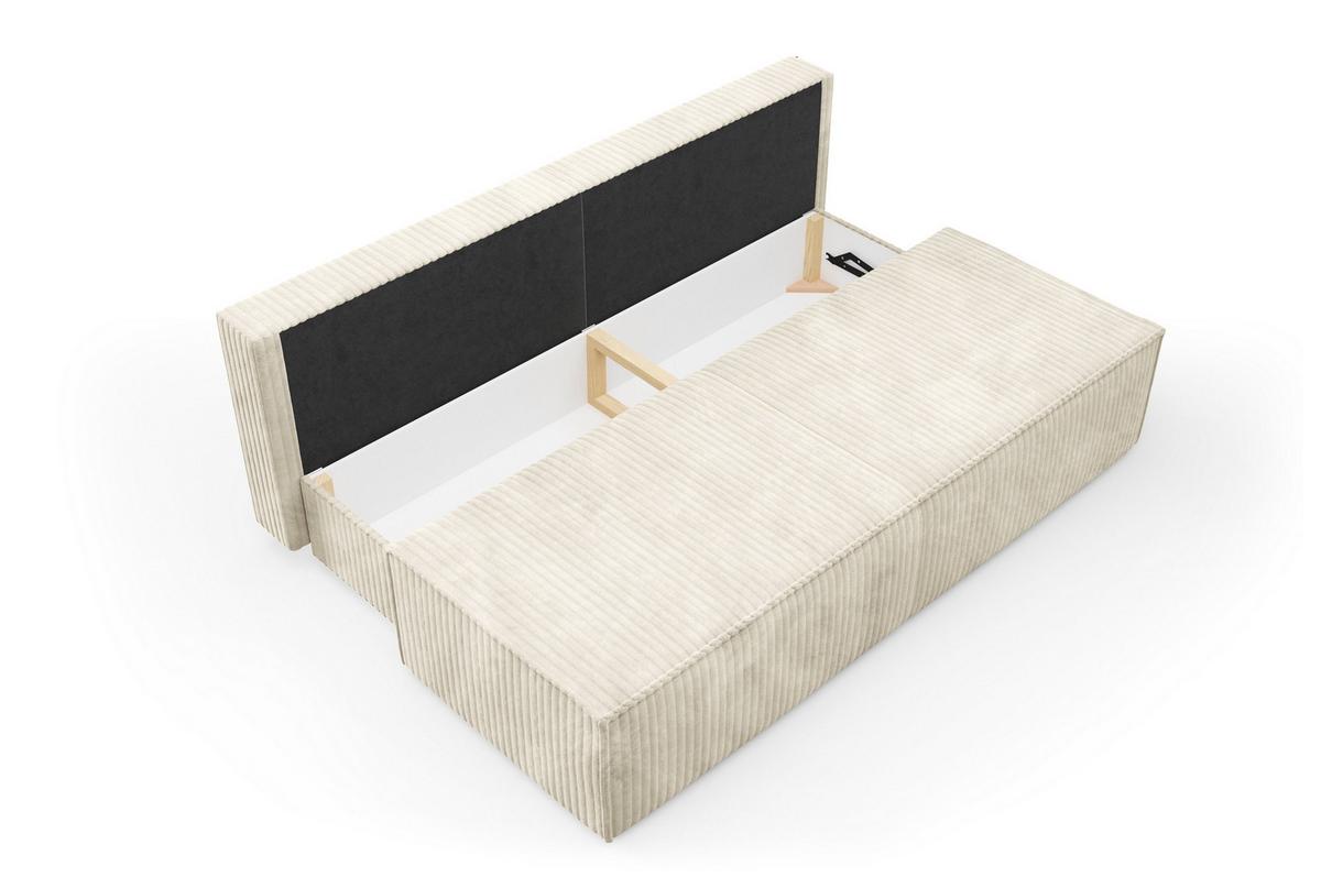 BETTSOFA TESSO Ecru Kordstoff mit Schlaffunktion - Ecru, Holz (202/74/94cm) - MASSENO