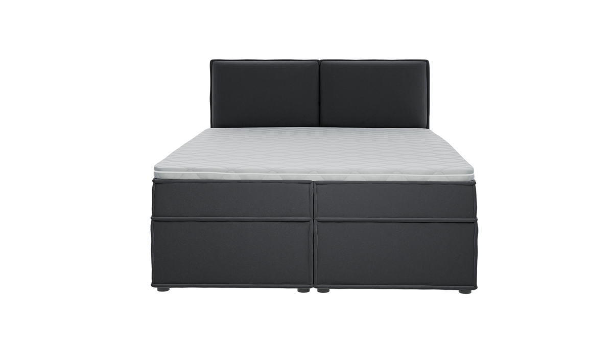 BOXBETT Eclipse 160/200 cm Graphit Luxusmicrofaser - Graphitfarben/Schwarz, Holz/Kunststoff (160/200cm) - S-Style Möbel