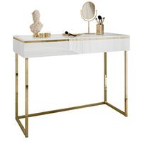 KONSOLENTISCH AURORA GOLD in weiß Hochglanz auf einem goldenen Gestell - Weiß Hochglanz/Goldfarben, Holzwerkstoff/Metall (44/102/79cm) - Lookway