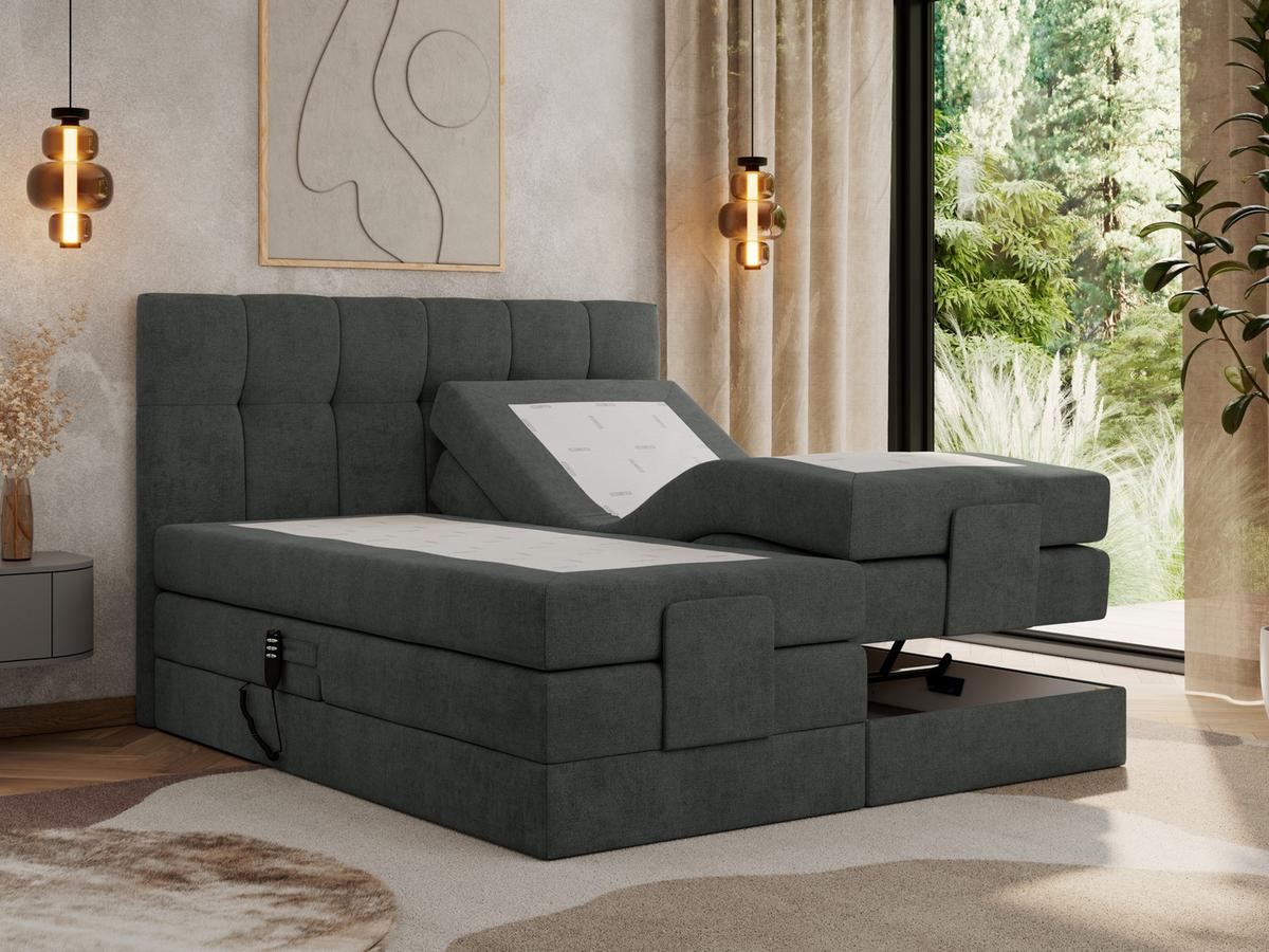 BOXBETT VITTORIA 200/200 - Dunkelgrau Struktur - H3 - Dunkelgrau, Holz/Textil (200/200cm) - MKS