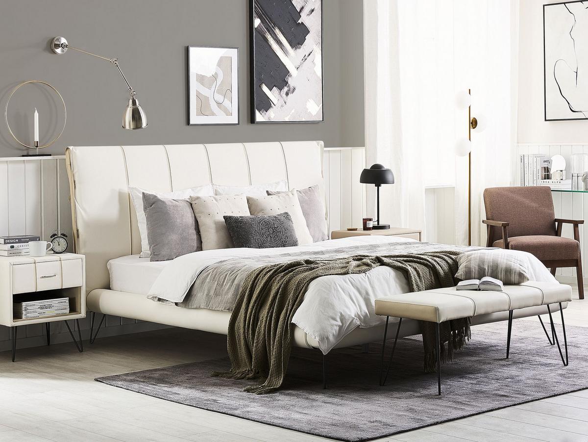 BETT 180/200cm Creme Betin - Creme, Textil (180/200cm) - Beliani