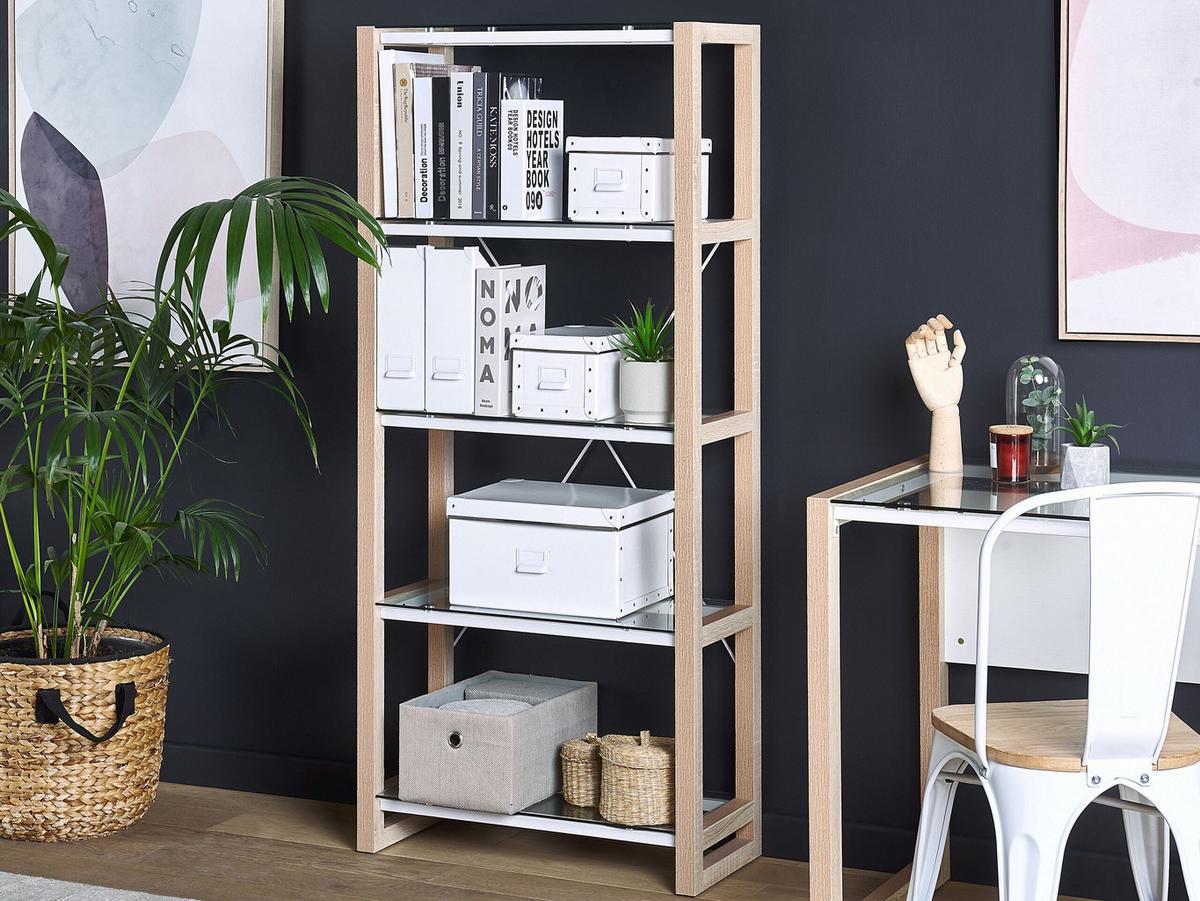 BÜCHERREGAL 4 Fächer Jenks - Weiß, Holzwerkstoff (68/152/30cm) - Beliani