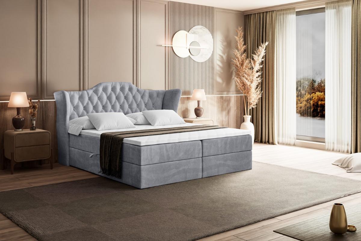 BOXBETT mit Matratze H3 und Lattenrost - VILA - 140x200 cm Hellgrau - Hellgrau, Holzwerkstoff (140/200cm) - ALTDECOR