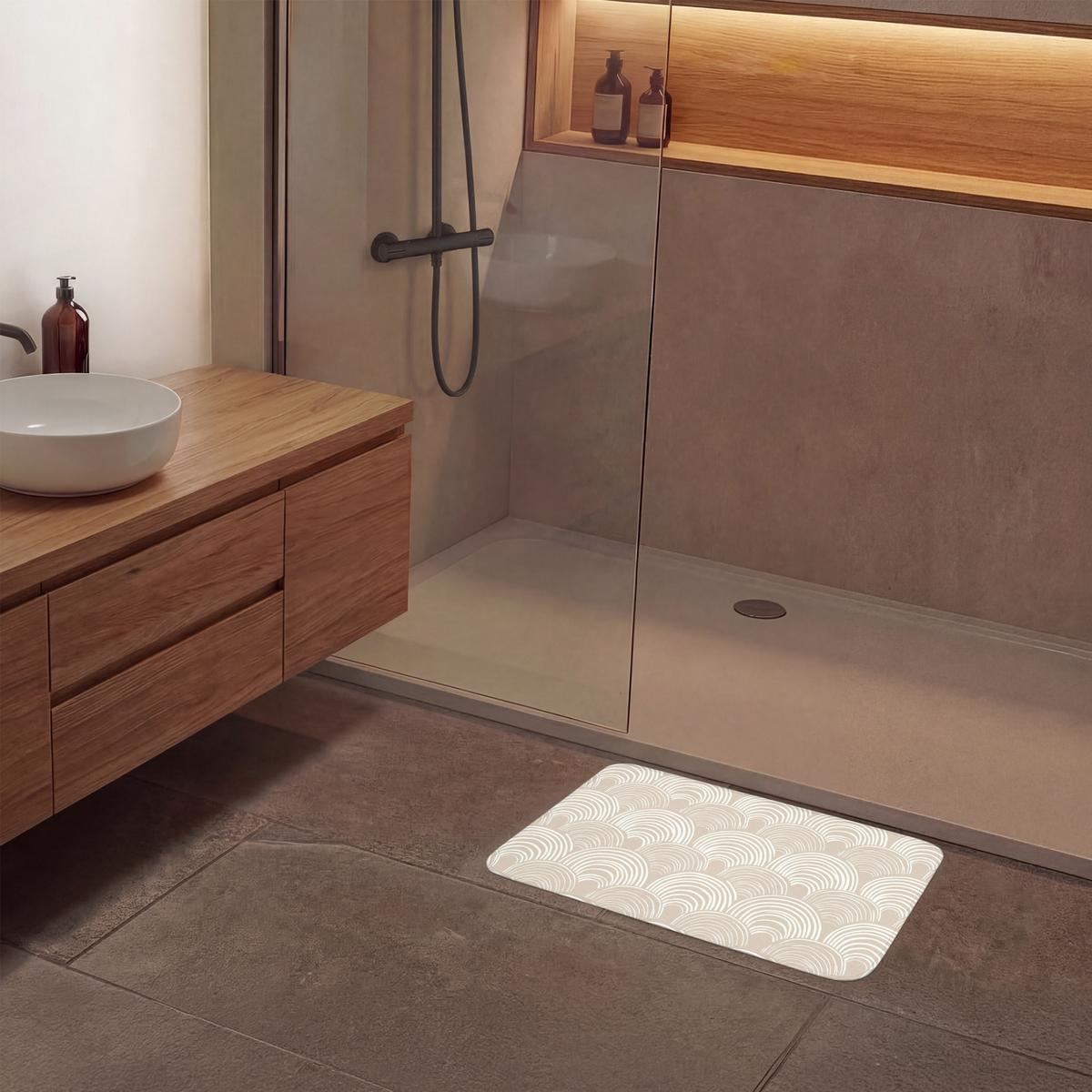 BADEMATTE Wellen - Textur - Beige 60x40 cm - Kaschmir, Textil (60/40cm) - OnlyWow