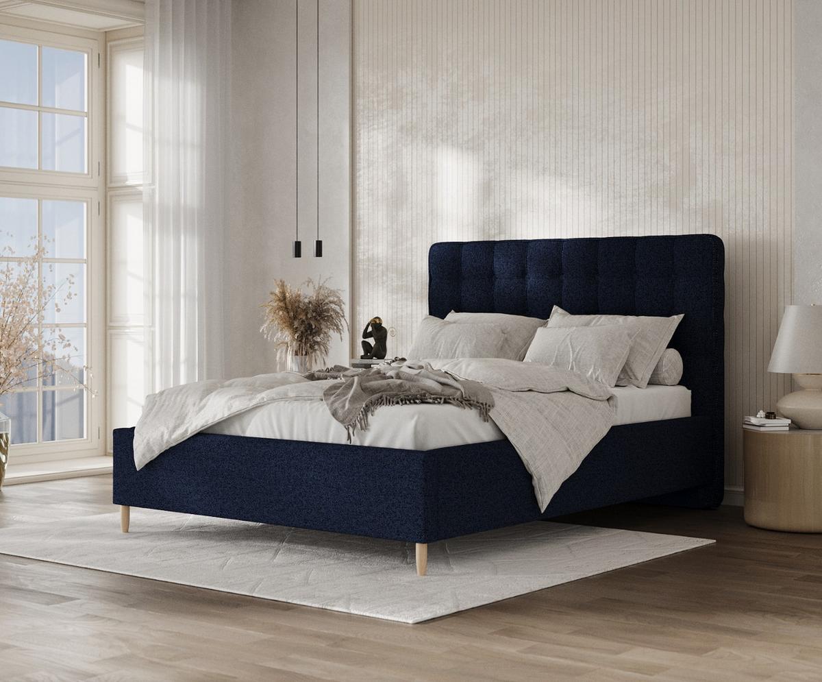 POLSTERBETT Paloma 180/200 cm Marineblau im Riva Stoff - Naturfarben/Dunkelblau, Holz/Holzwerkstoff (180/200cm) - AltaBeds