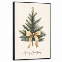 LEINWAND Bilder mit Rahmen - Weihnachtsbaum - Weihnachten - Frohe Weihnachten - Beige - 60x90 - Sandfarben, Textil (60/90cm) - MuchoWow